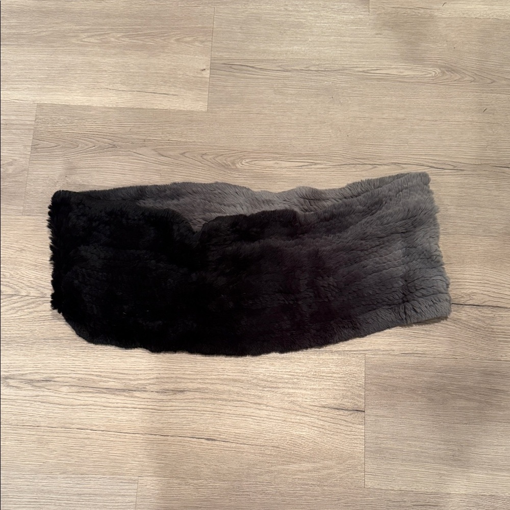 Black and Gray Faux Fur Scarf
